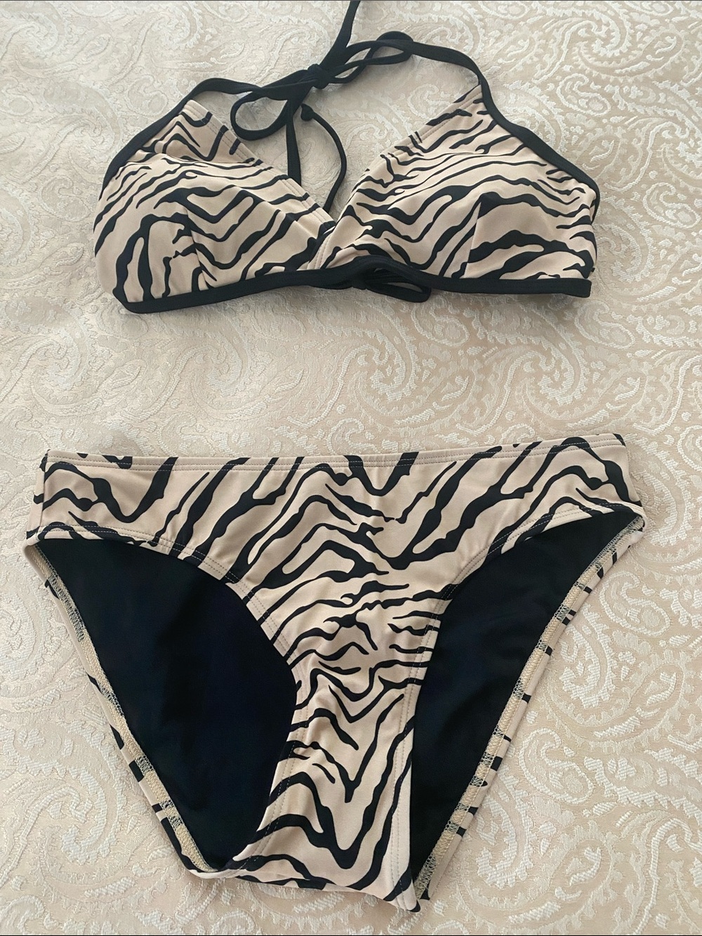 NWOT never worn Zebra Print Bikini Set - Black and Tan